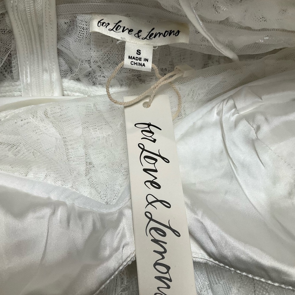 For Love & Lemons Lorena Lace Sheer Maxi Dress White Size Small NWT - Picture 9 of 13